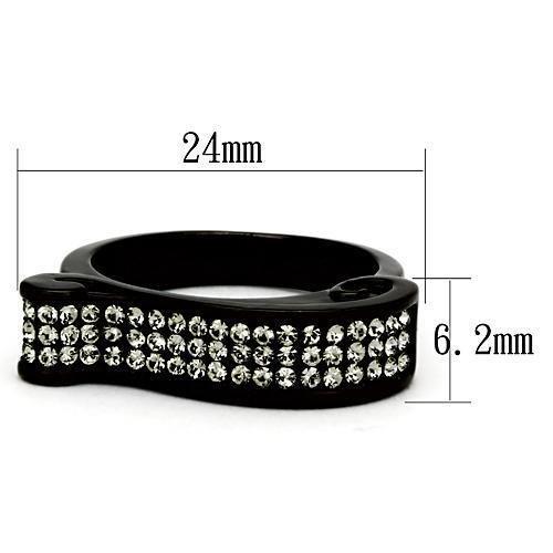 TK862 - IP Black(Ion Plating) Stainless Steel Ring with Top Grade Crystal  in Black Diamond - Joyeria Lady