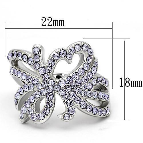 TK869 - High polished (no plating) Stainless Steel Ring with Top Grade Crystal  in Light Sapphire - Joyeria Lady