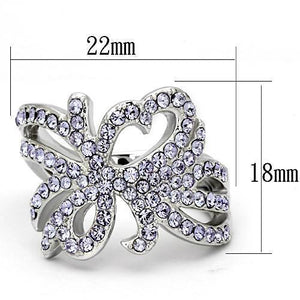 TK869 - High polished (no plating) Stainless Steel Ring with Top Grade Crystal  in Light Sapphire