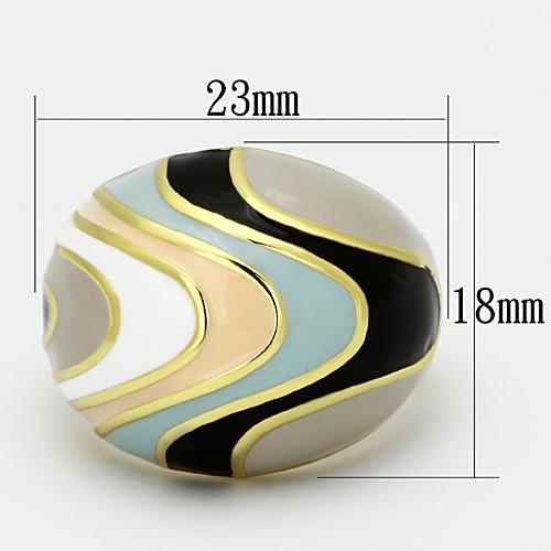 TK870 - IP Gold(Ion Plating) Stainless Steel Ring with Epoxy  in Multi Color - Joyeria Lady