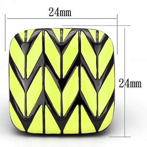 TK872 - IP Black(Ion Plating) Stainless Steel Ring with Epoxy  in Topaz - Joyeria Lady