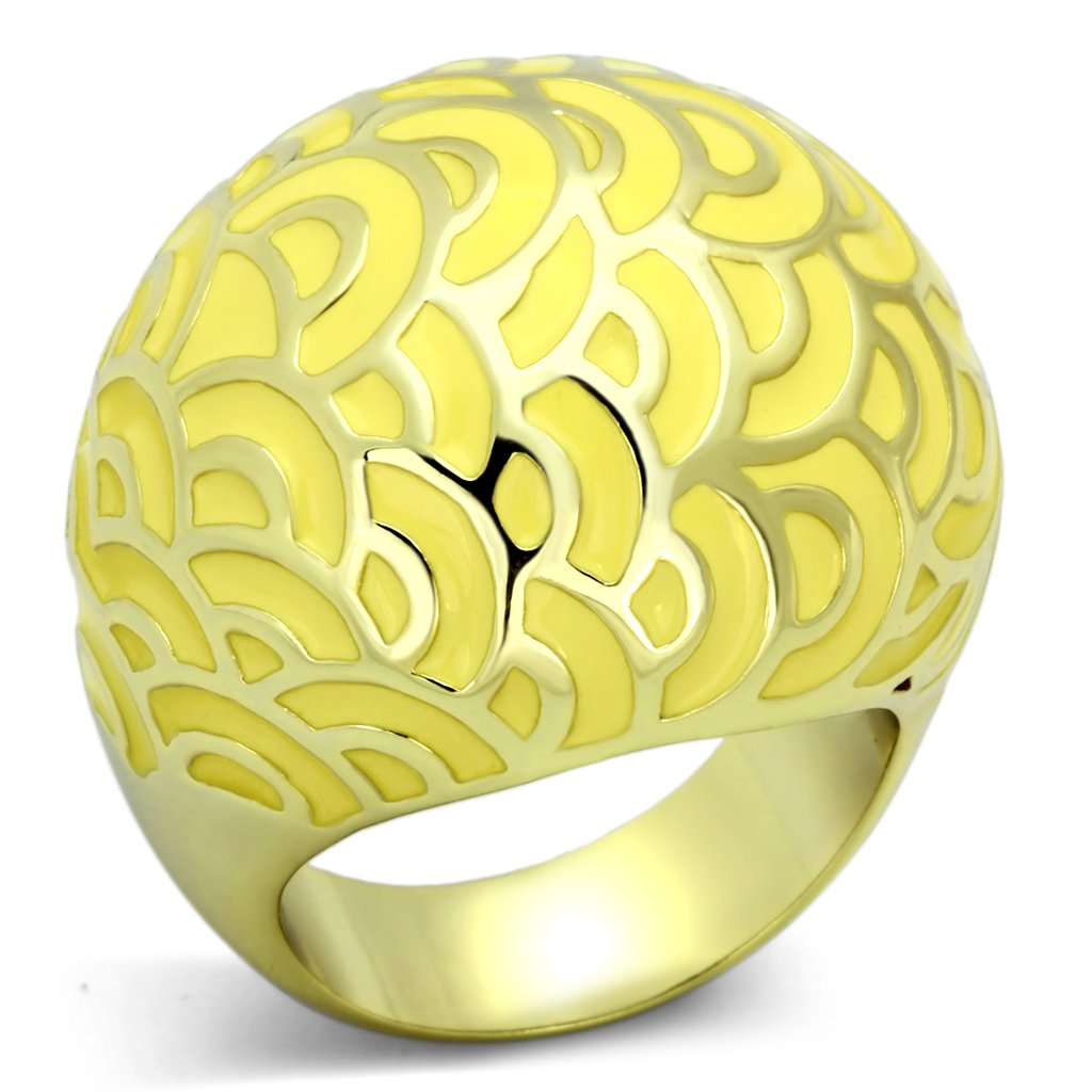 TK873 - IP Gold(Ion Plating) Stainless Steel Ring with Epoxy  in Topaz - Joyeria Lady