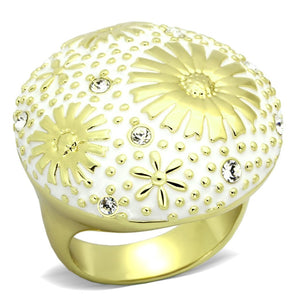 TK875 - IP Gold(Ion Plating) Stainless Steel Ring with Top Grade Crystal  in Clear - Joyeria Lady