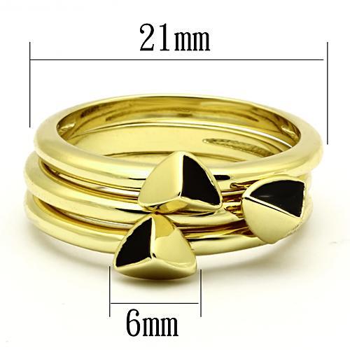 TK876 - IP Gold(Ion Plating) Stainless Steel Ring with Epoxy  in Jet - Joyeria Lady