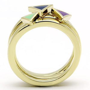 TK877 - IP Gold(Ion Plating) Stainless Steel Ring with Epoxy  in Multi Color