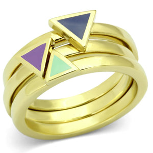 TK877 - IP Gold(Ion Plating) Stainless Steel Ring with Epoxy  in Multi Color - Joyeria Lady
