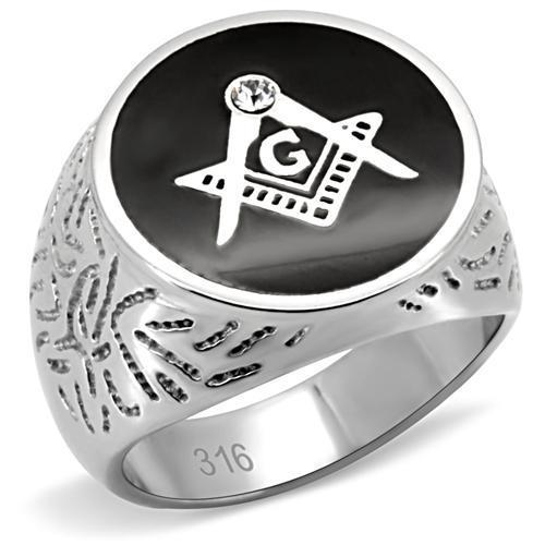 TK8X034 High polished (no plating) Stainless Steel Ring with Top Grade Crystal in Clear - Joyeria Lady