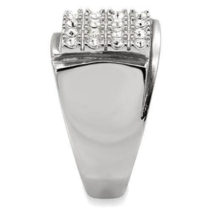 TK95409 High polished (no plating) Stainless Steel Ring with Top Grade Crystal in Clear