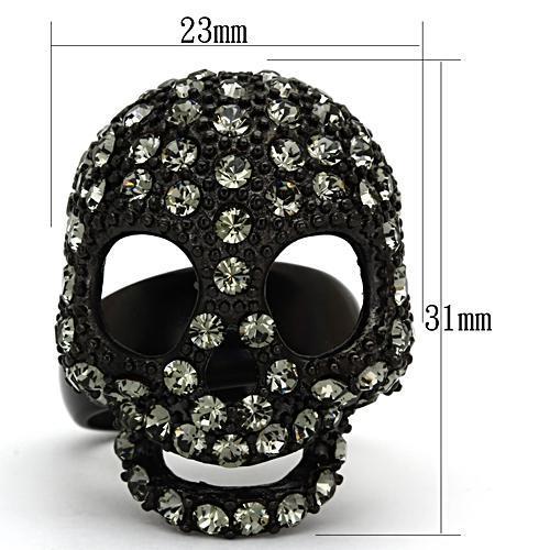 TK992 - IP Black(Ion Plating) Stainless Steel Ring with Top Grade Crystal  in Black Diamond - Joyeria Lady
