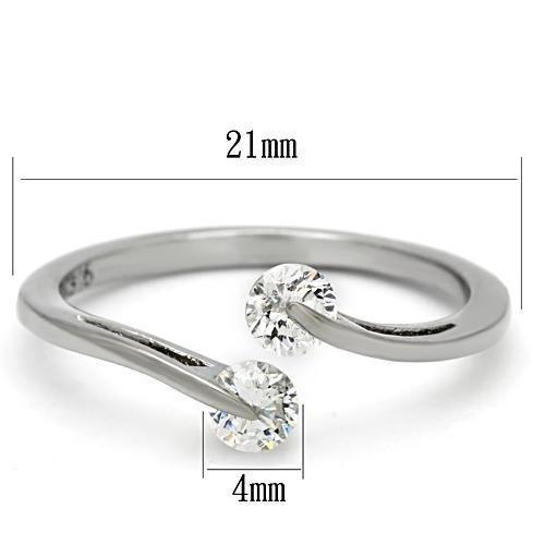 TK995 - High polished (no plating) Stainless Steel Ring with AAA Grade CZ  in Clear - Joyeria Lady