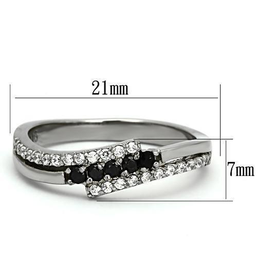 TK996 - High polished (no plating) Stainless Steel Ring with AAA Grade CZ  in Black Diamond - Joyeria Lady