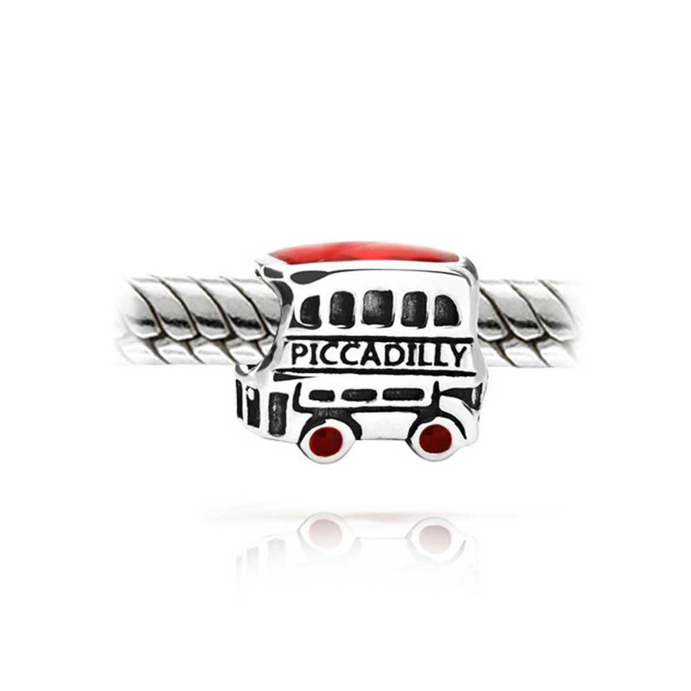 London Piccadilly UK London Britain Bus Charm Bead Sterling Silver - Joyeria Lady