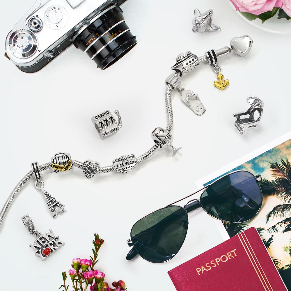 I Love New York Red Heart Travel Dangle Charm Bead Sterling Silver - Joyeria Lady