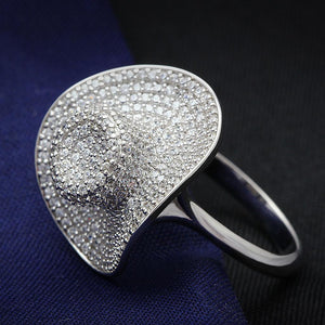 TS015 - Rhodium 925 Sterling Silver Ring with AAA Grade CZ  in Clear - Joyeria Lady