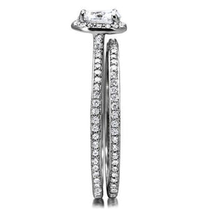 TS028 - Rhodium 925 Sterling Silver Ring with AAA Grade CZ  in Clear