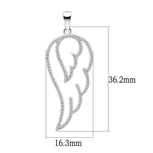 TS034 Rhodium 925 Sterling Silver Necklace with AAA Grade CZ in Clear - Joyeria Lady