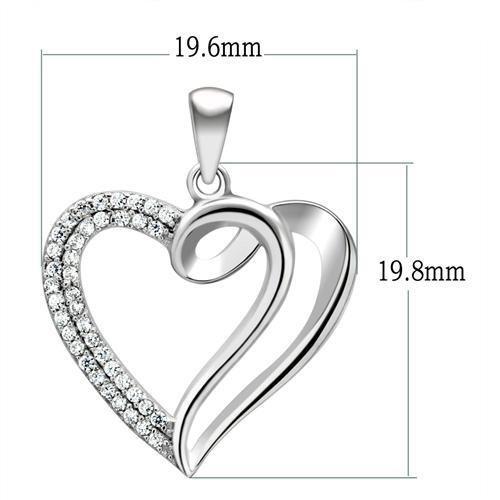 TS035 Rhodium 925 Sterling Silver Necklace with AAA Grade CZ in Clear - Joyeria Lady