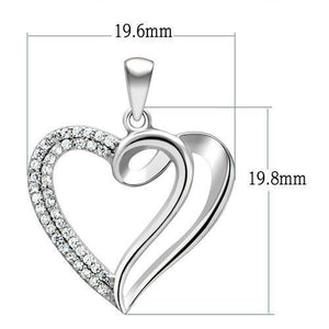TS035 Rhodium 925 Sterling Silver Necklace with AAA Grade CZ in Clear