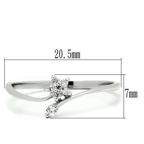 TS056 - Rhodium 925 Sterling Silver Ring with AAA Grade CZ  in Clear - Joyeria Lady