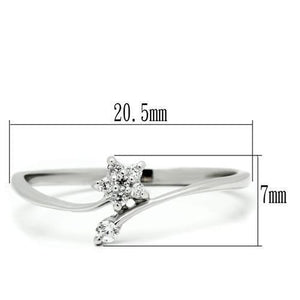 TS056 - Rhodium 925 Sterling Silver Ring with AAA Grade CZ  in Clear