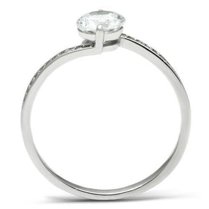 TS057 - Rhodium 925 Sterling Silver Ring with AAA Grade CZ  in Clear