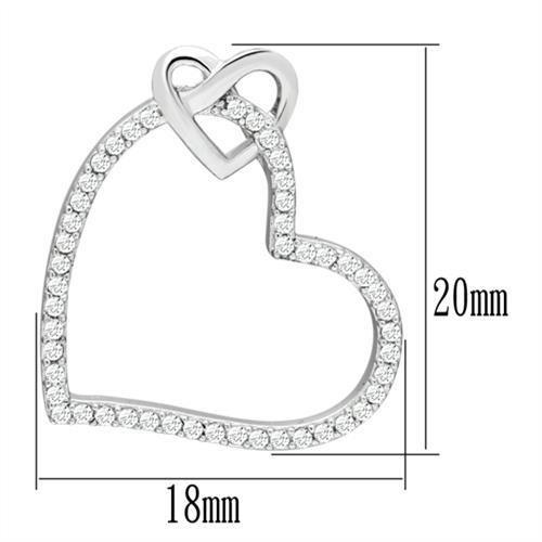 TS060 Rhodium 925 Sterling Silver Necklace with AAA Grade CZ in Clear - Joyeria Lady