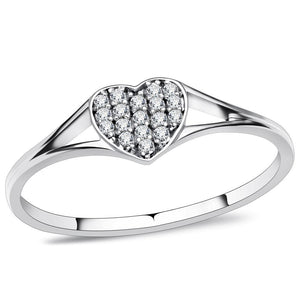 TS073 - Rhodium 925 Sterling Silver Ring with AAA Grade CZ  in Clear - Joyeria Lady