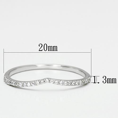 TS076 - Rhodium 925 Sterling Silver Ring with AAA Grade CZ  in Clear - Joyeria Lady