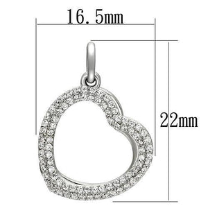TS128 Rhodium 925 Sterling Silver Necklace with AAA Grade CZ in Clear
