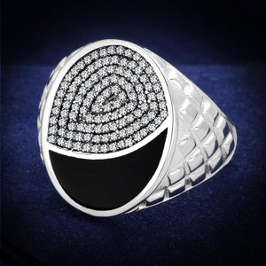 TS216 - Rhodium 925 Sterling Silver Ring with AAA Grade CZ  in Clear - Joyeria Lady