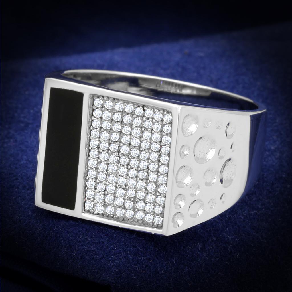 TS219 - Rhodium 925 Sterling Silver Ring with AAA Grade CZ  in Clear - Joyeria Lady