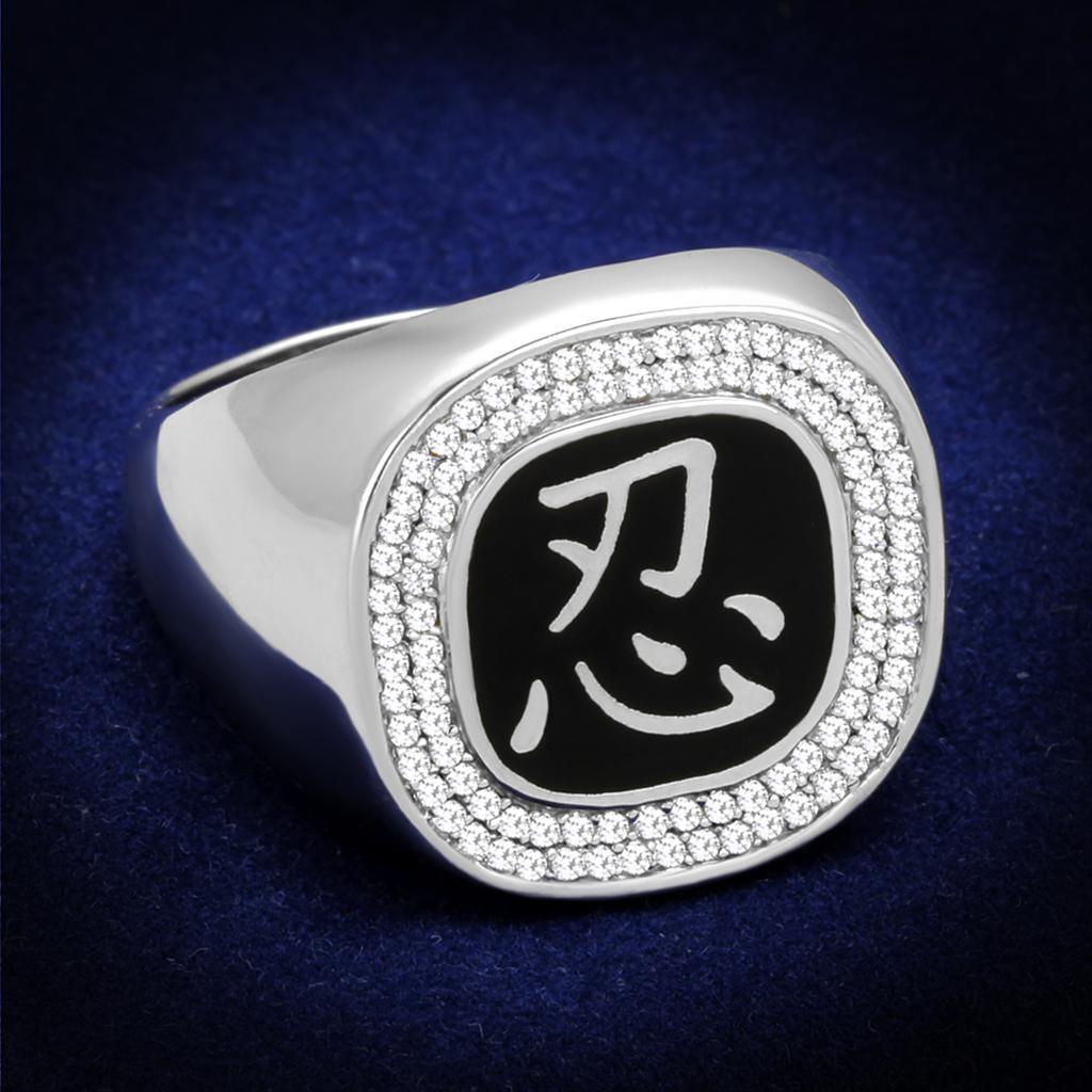 TS225 - Rhodium 925 Sterling Silver Ring with AAA Grade CZ  in Clear - Joyeria Lady