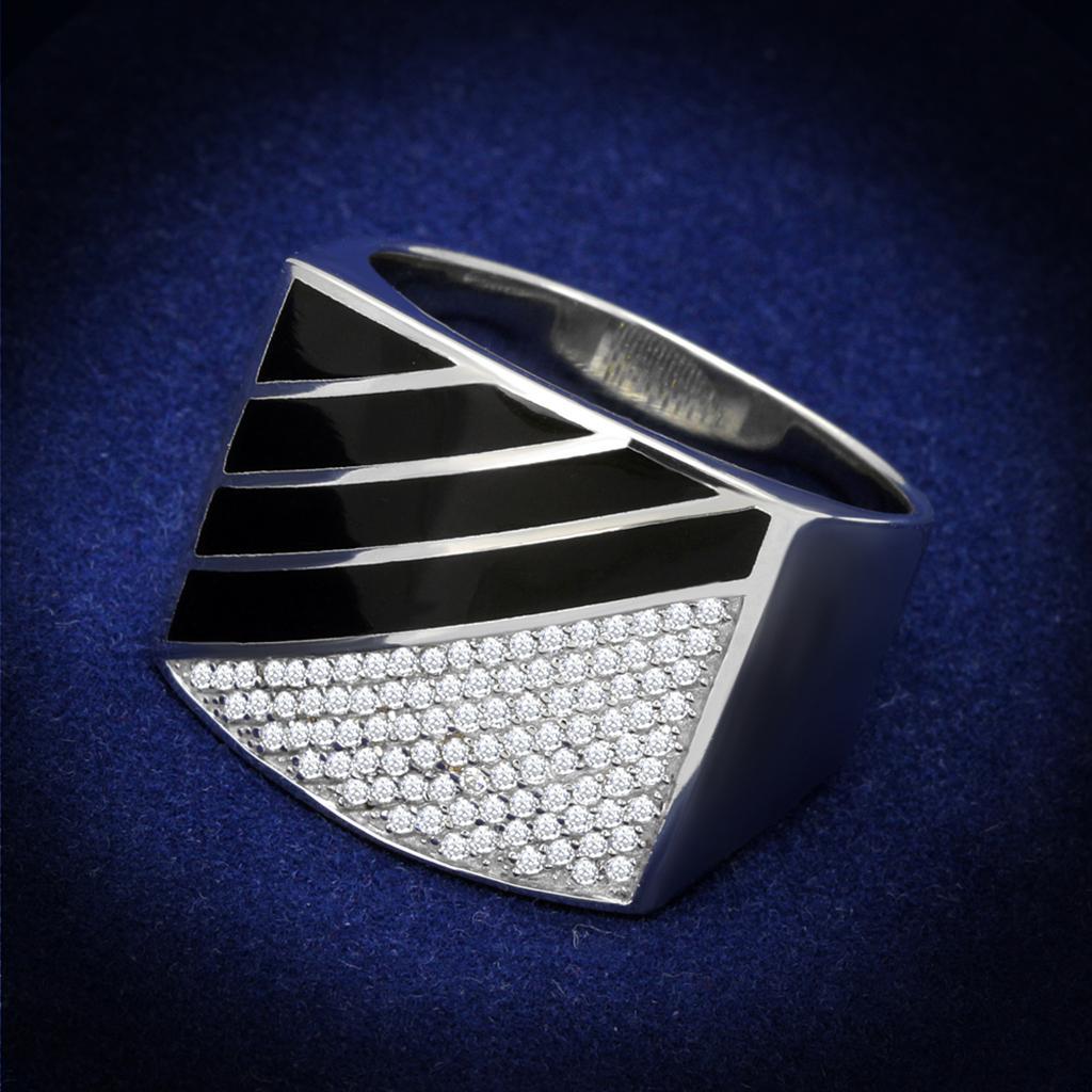 TS227 - Rhodium 925 Sterling Silver Ring with AAA Grade CZ  in Clear - Joyeria Lady