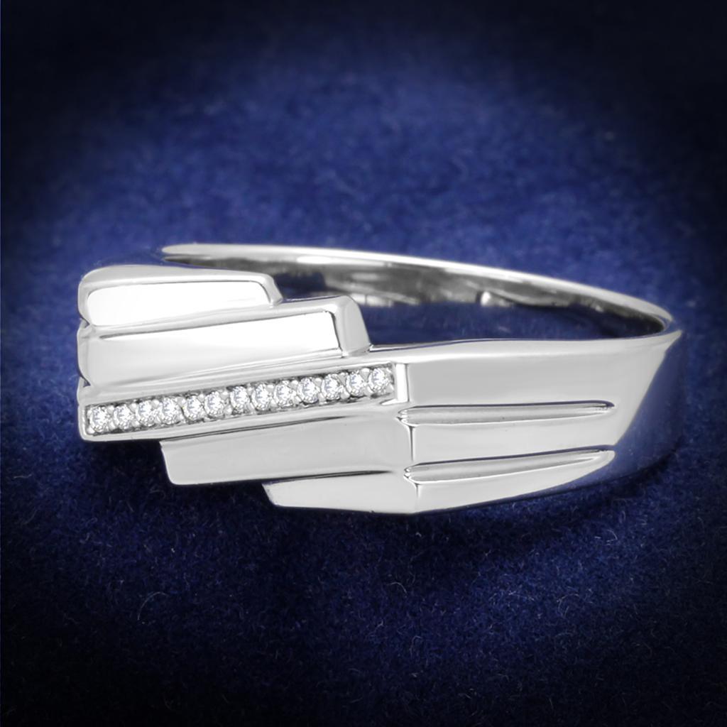 TS232 - Rhodium 925 Sterling Silver Ring with AAA Grade CZ  in Clear - Joyeria Lady