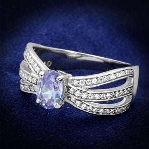 TS265 - Rhodium 925 Sterling Silver Ring with AAA Grade CZ  in Light Amethyst - Joyeria Lady