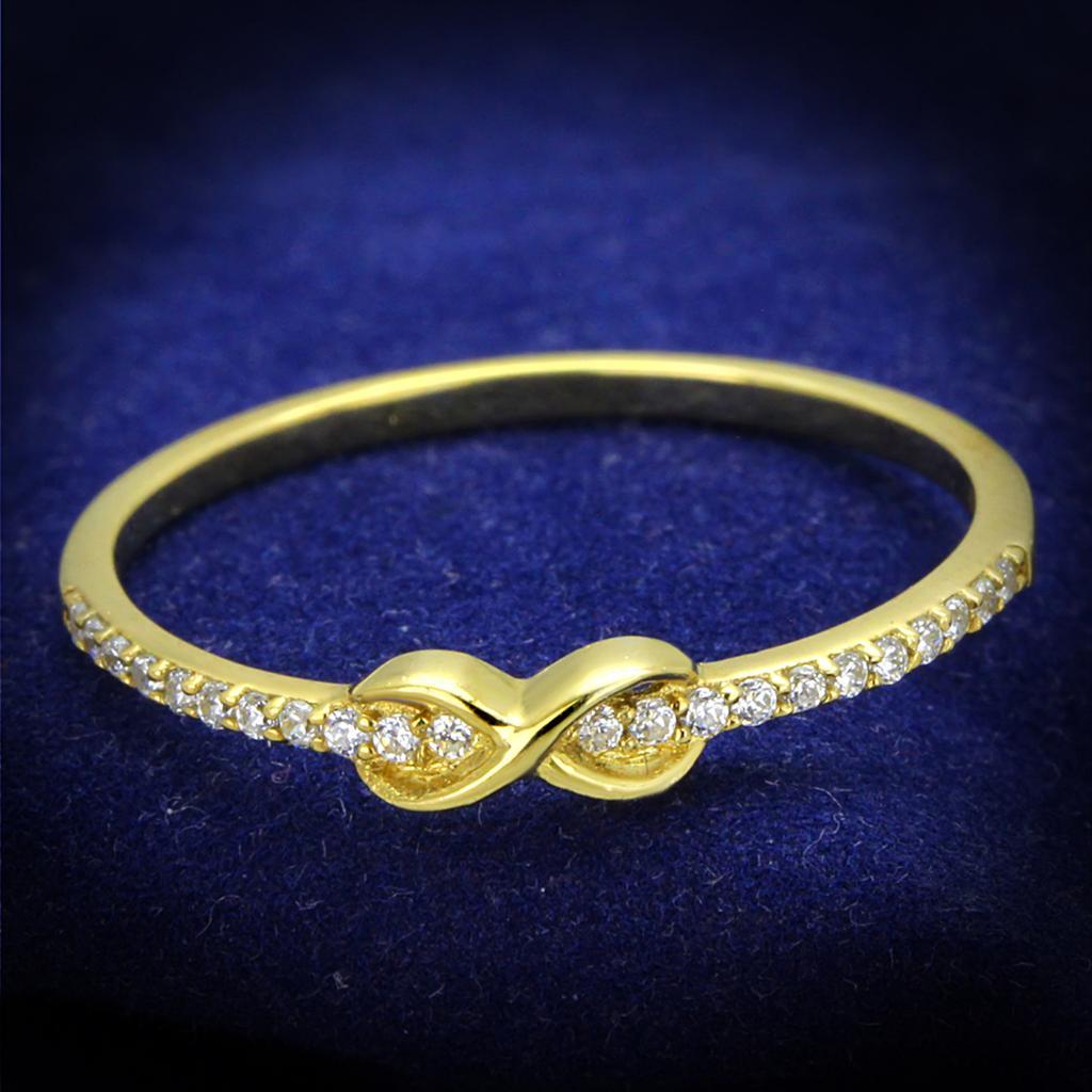 TS405 - Gold 925 Sterling Silver Ring with AAA Grade CZ  in Clear - Joyeria Lady