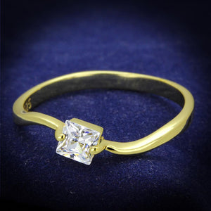 TS407 - Gold 925 Sterling Silver Ring with AAA Grade CZ  in Clear - Joyeria Lady