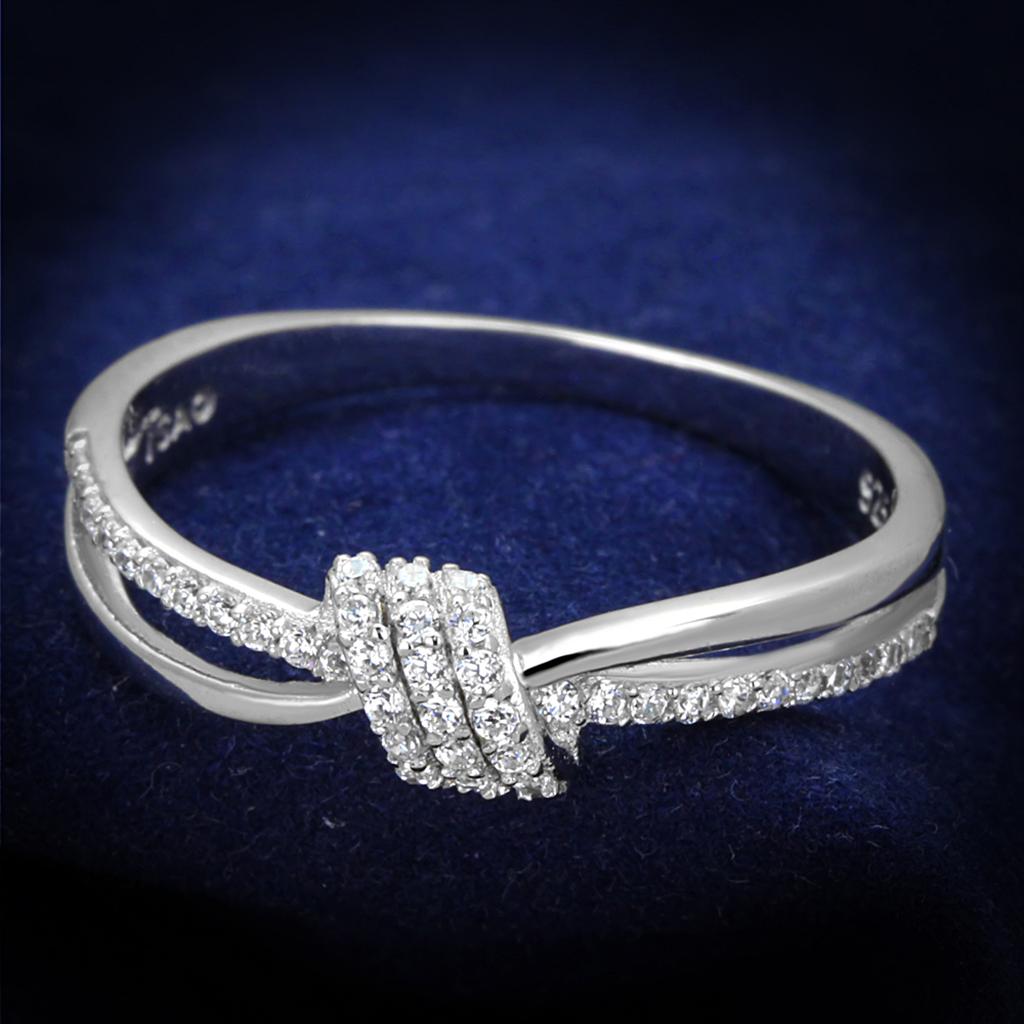 TS435 - Rhodium 925 Sterling Silver Ring with AAA Grade CZ  in Clear - Joyeria Lady