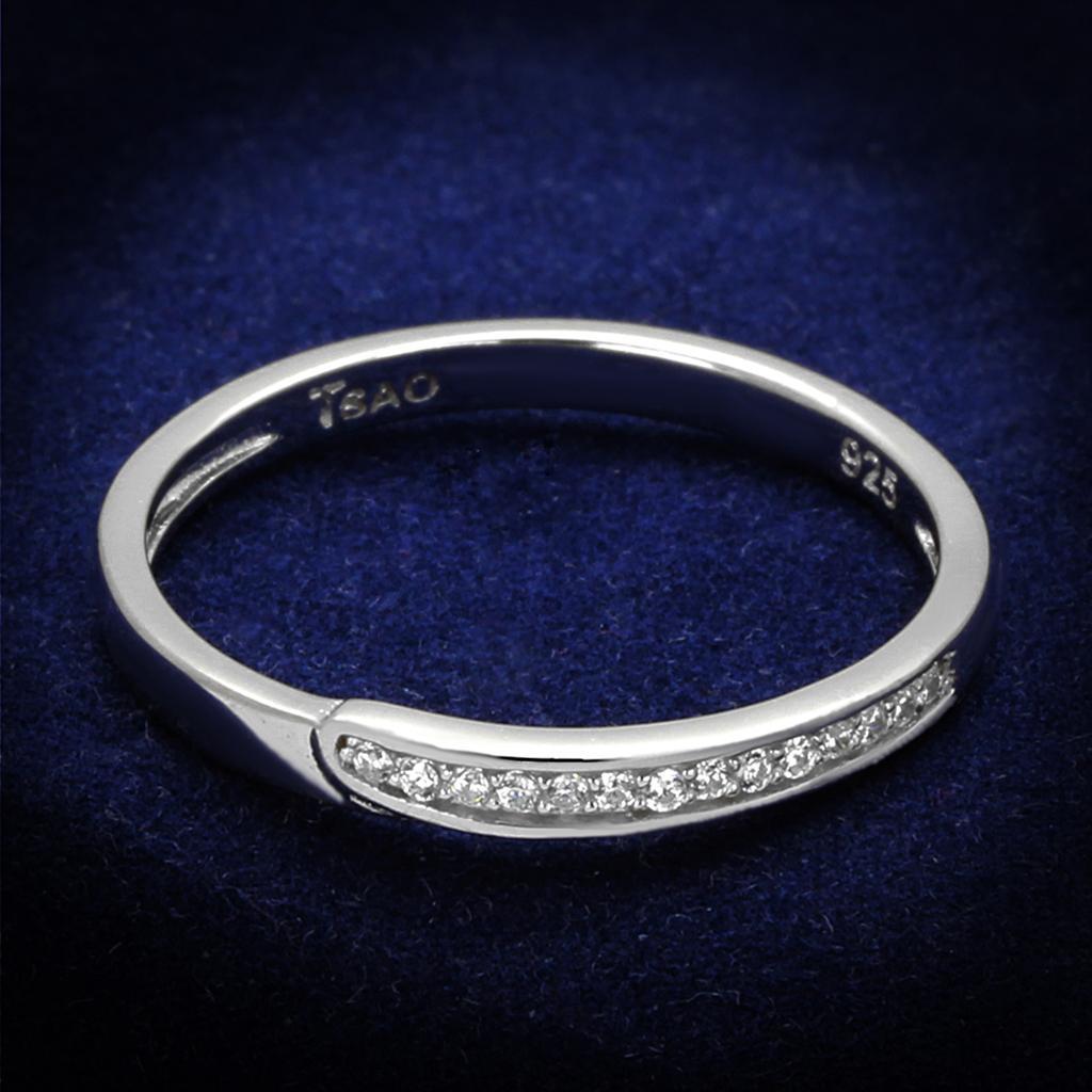 TS472 - Rhodium 925 Sterling Silver Ring with AAA Grade CZ  in Clear - Joyeria Lady