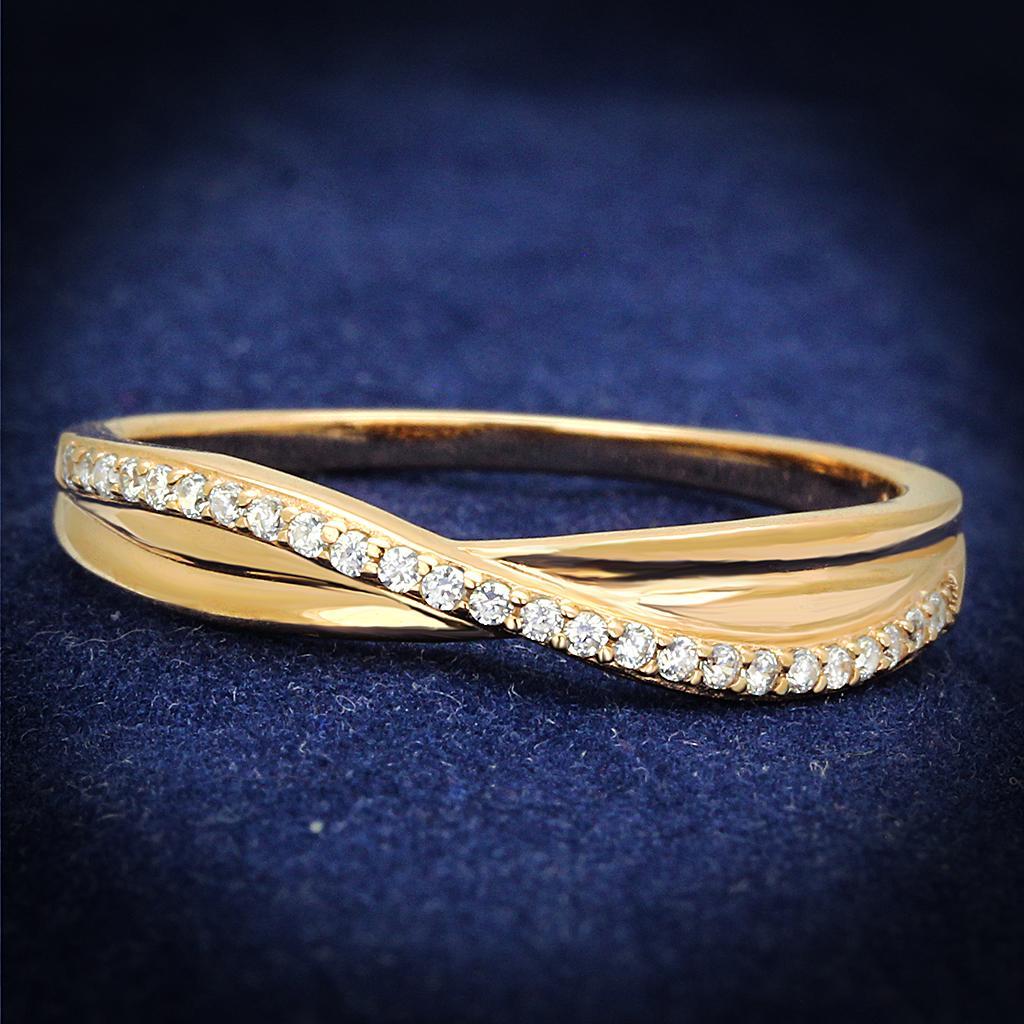 TS591 - Rose Gold 925 Sterling Silver Ring with AAA Grade CZ  in Clear - Joyeria Lady