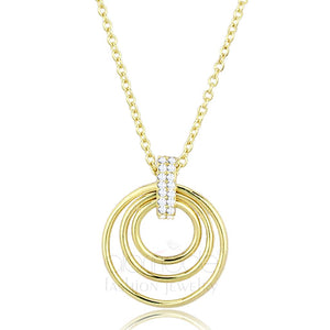 TS601 Gold 925 Sterling Silver Necklace with AAA Grade CZ in Clear - Joyeria Lady