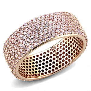 TS612 - Rose Gold 925 Sterling Silver Ring with AAA Grade CZ  in Light Rose - Joyeria Lady