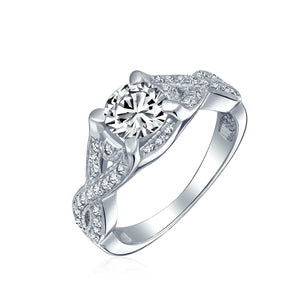 2CT Solitaire Cut AAA CZ Infinity Engagement Ring Sterling Silver