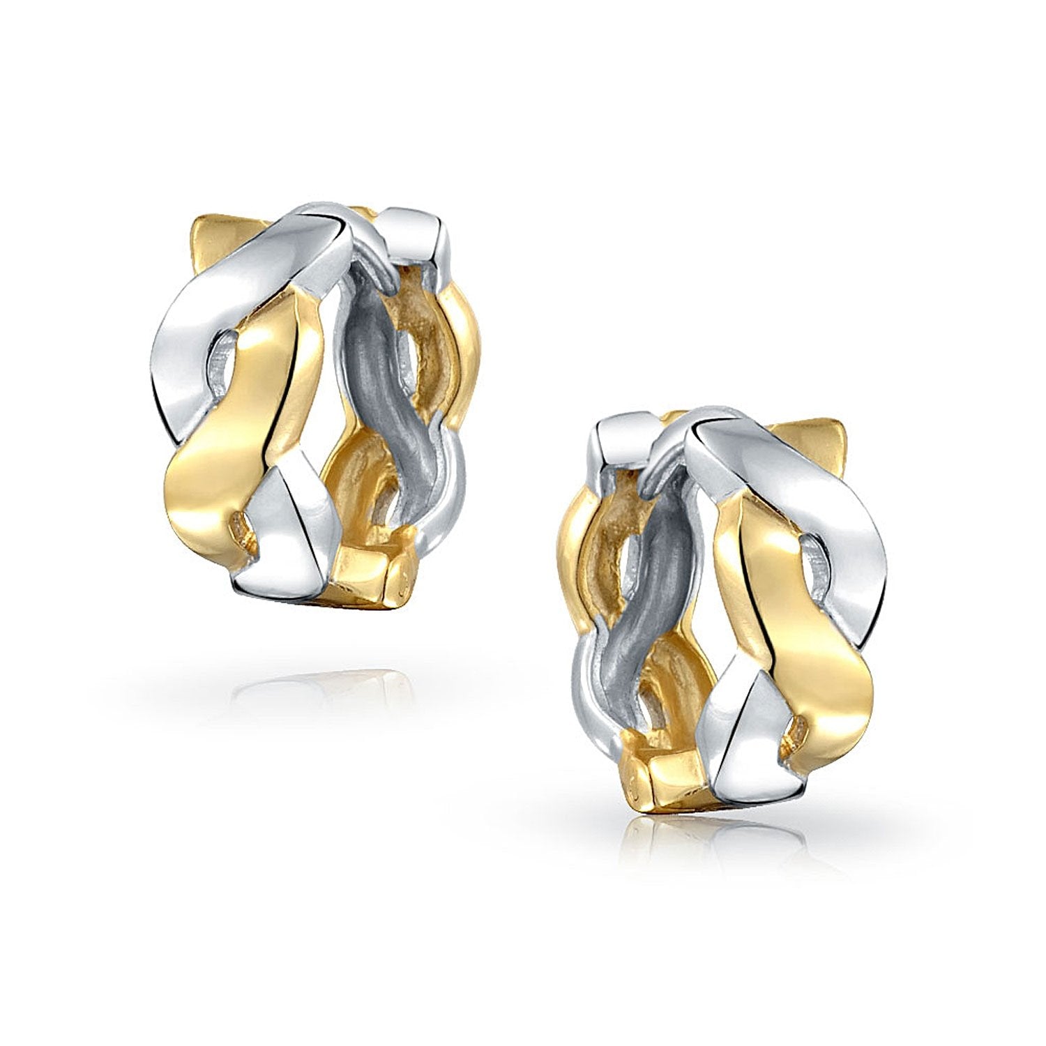 Infinity Twist Rope Braid Wide Kpop Huggie Hoop Earrings For Women For - Joyeria Lady