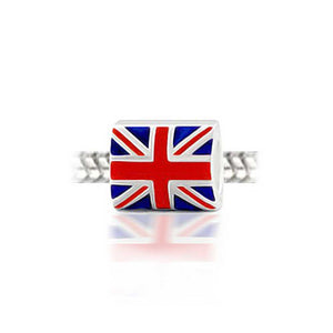 Union Jack British Flag UK London Charm Bead 925 Sterling Silver