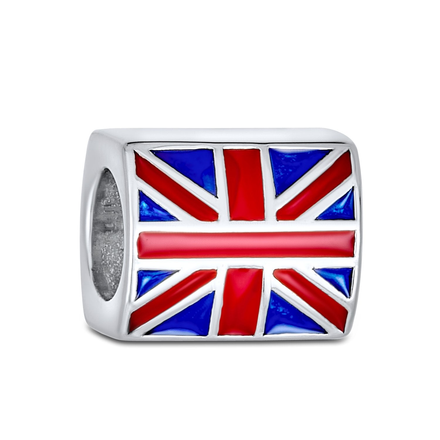 Union Jack British Flag UK London Charm Bead 925 Sterling Silver - Joyeria Lady