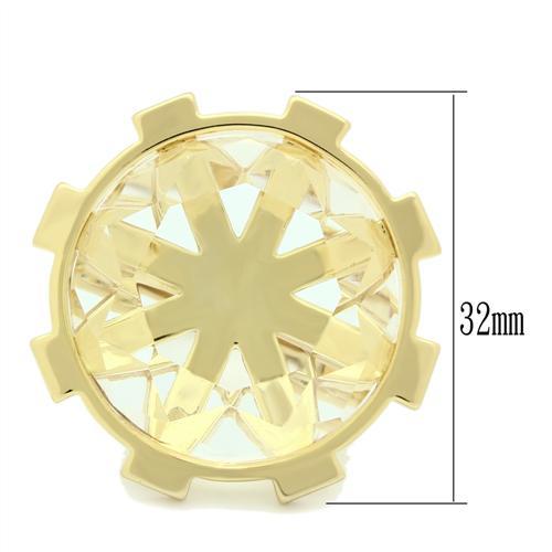 VL006 Gold Brass Ring with Synthetic in Clear - Joyeria Lady