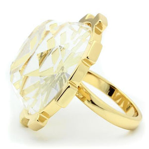 VL006 Gold Brass Ring with Synthetic in Clear