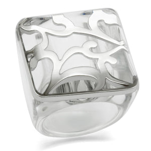 VL012 Rhodium Brass Ring with Synthetic in Clear - Joyeria Lady