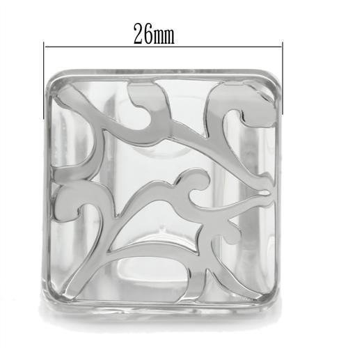 VL012 Rhodium Brass Ring with Synthetic in Clear - Joyeria Lady